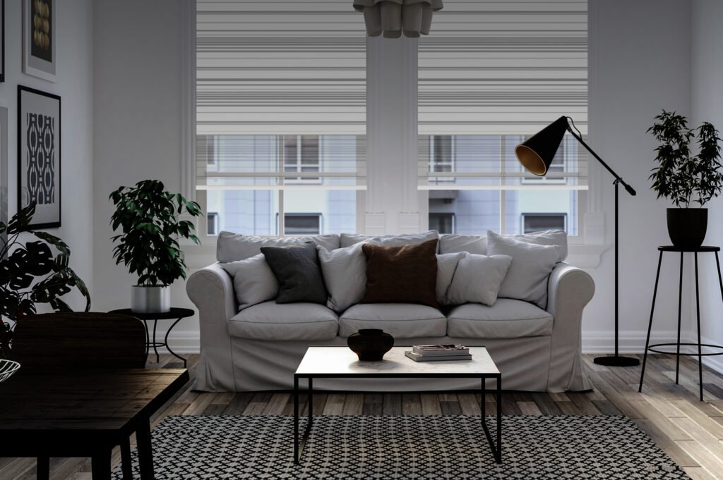 Modern scandinavian living room interior - 3d render